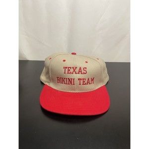 Texas Bikini Team Nissin Hat Baseball Cap Adjustable Beige Red Clasp